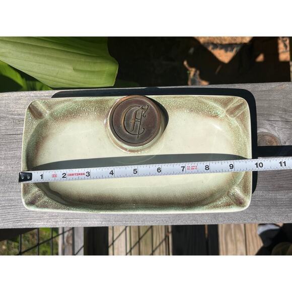 Vintage The Hyde Park Ashtray. #1935. Rectangle. Greenish/brown. made in USA - Picture 9 of 10